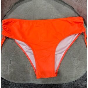 Aqua Menta Brazilian Swimwear Bright Orange Bikini Bottom Adjustable Sides Sz XL